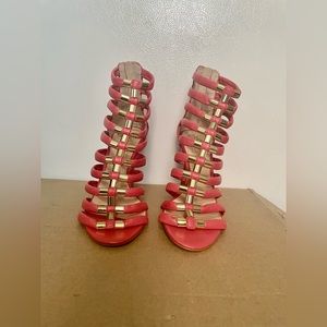 Vince Camuto Troy Gladiator Coral Pink Stiletto Sandals